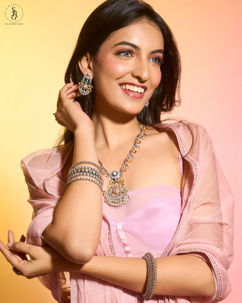 Studio SRG muse wearing statement jewellery